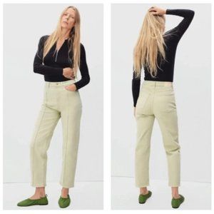 Everlane The Way High Straight Leg Jean In Green Tea Size 25